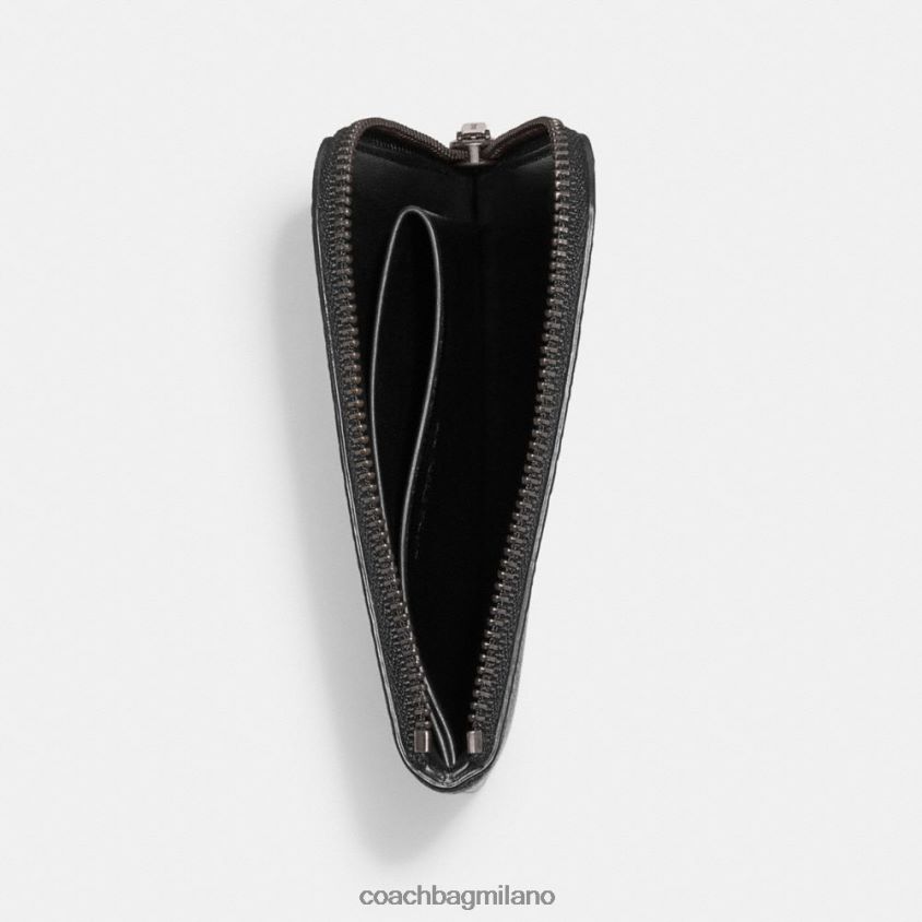 Coach uomini Portafoglio 3 in 1 con cerniera a L in tela esclusiva carbone/nero FPN0Z8710