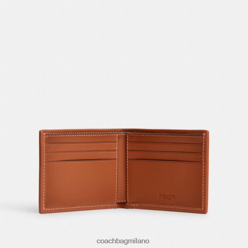 Coach uomini portafoglio sottile a portafoglio in micro jacquard esclusivo cacao/ambra brunita FPN0Z8709