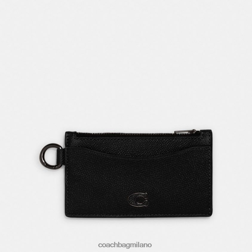 Coach uomini porta carte con cerniera nero FPN0Z8726