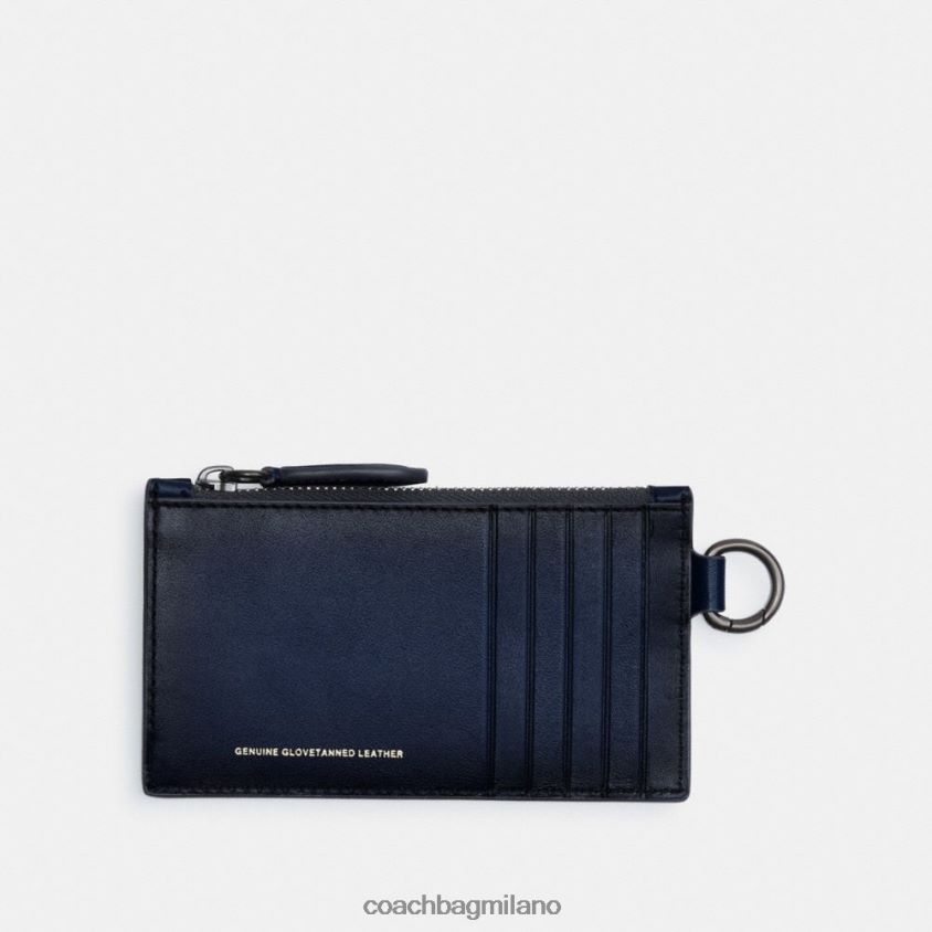 Coach uomini porta carte con cerniera profondo blu FPN0Z8723