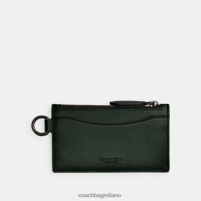 Coach uomini porta carte con cerniera verde amazzonico FPN0Z8724