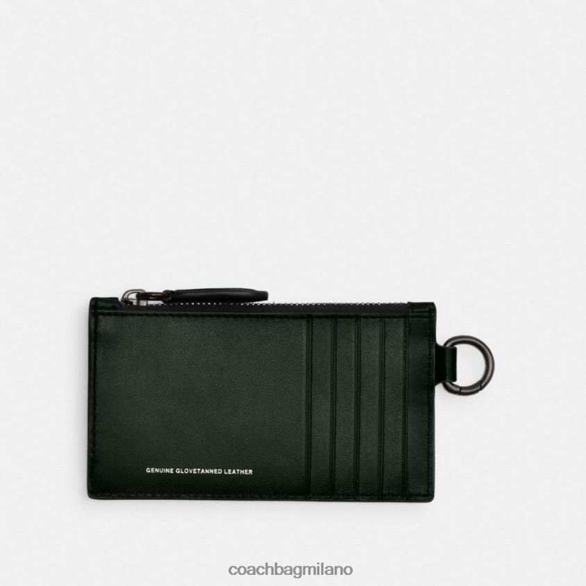 Coach uomini porta carte con cerniera verde amazzonico FPN0Z8724