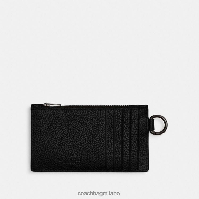 Coach uomini porta carte con zip con stampa cavallo e carrozza tartufo/nero FPN0Z8722