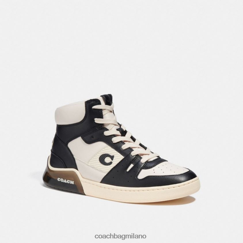 Coach uomini sneaker alta con suola cittadina gesso/nero FPN0Z8748