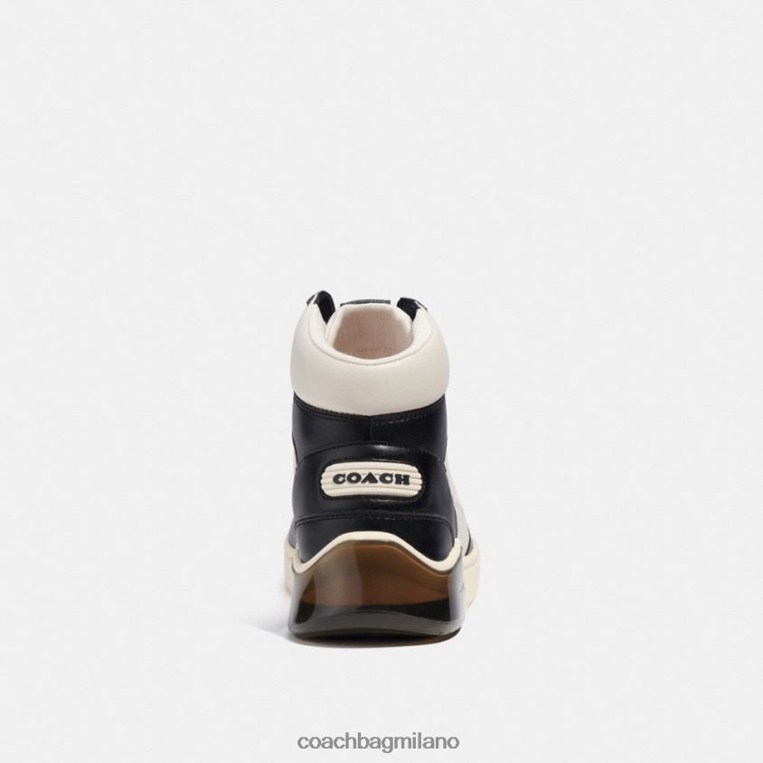 Coach uomini sneaker alta con suola cittadina gesso/nero FPN0Z8748