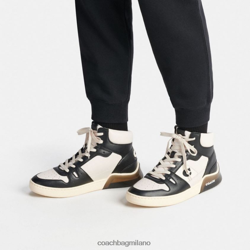 Coach uomini sneaker alta con suola cittadina gesso/nero FPN0Z8748