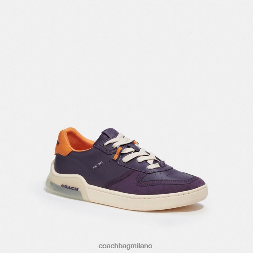 Coach uomini sneaker court con suola cittadina viola profondo FPN0Z8749