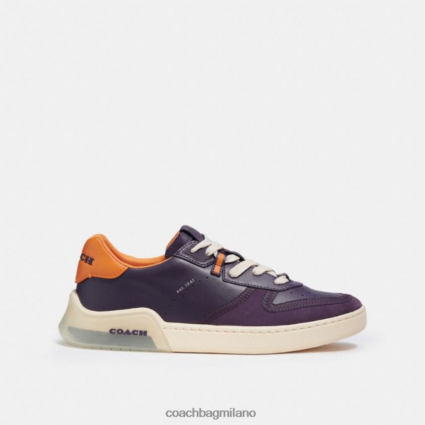 Coach uomini sneaker court con suola cittadina viola profondo FPN0Z8749