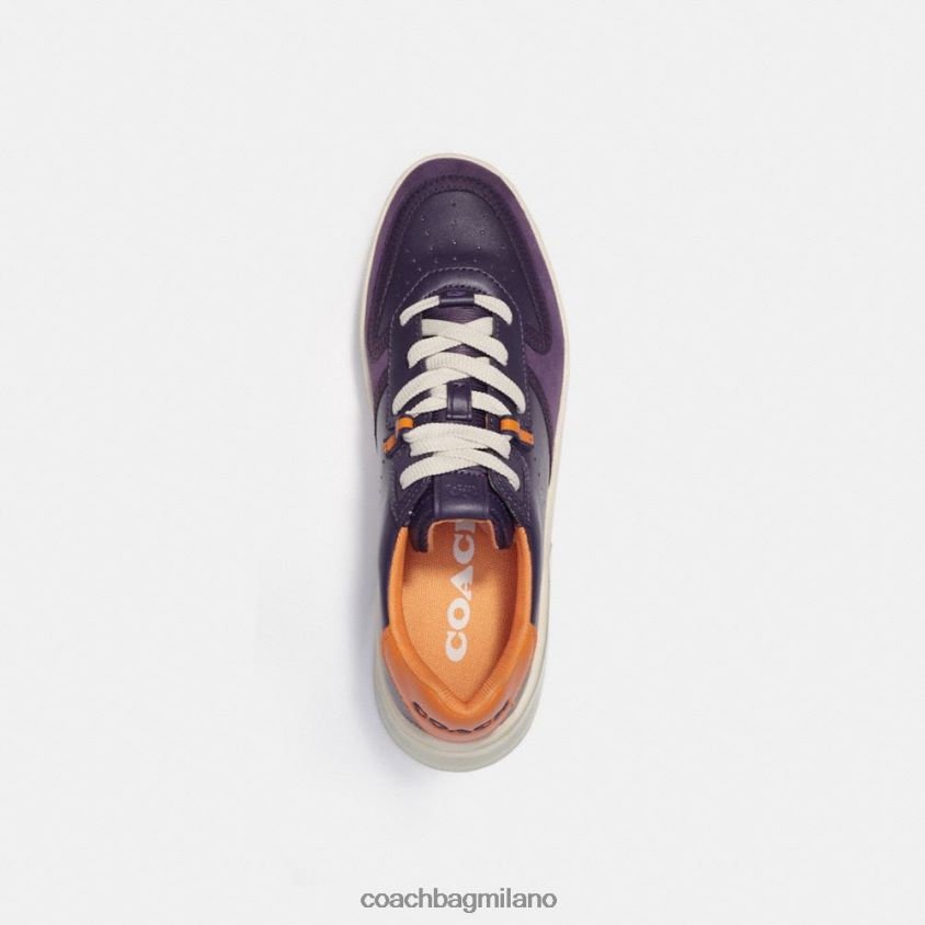 Coach uomini sneaker court con suola cittadina viola profondo FPN0Z8749