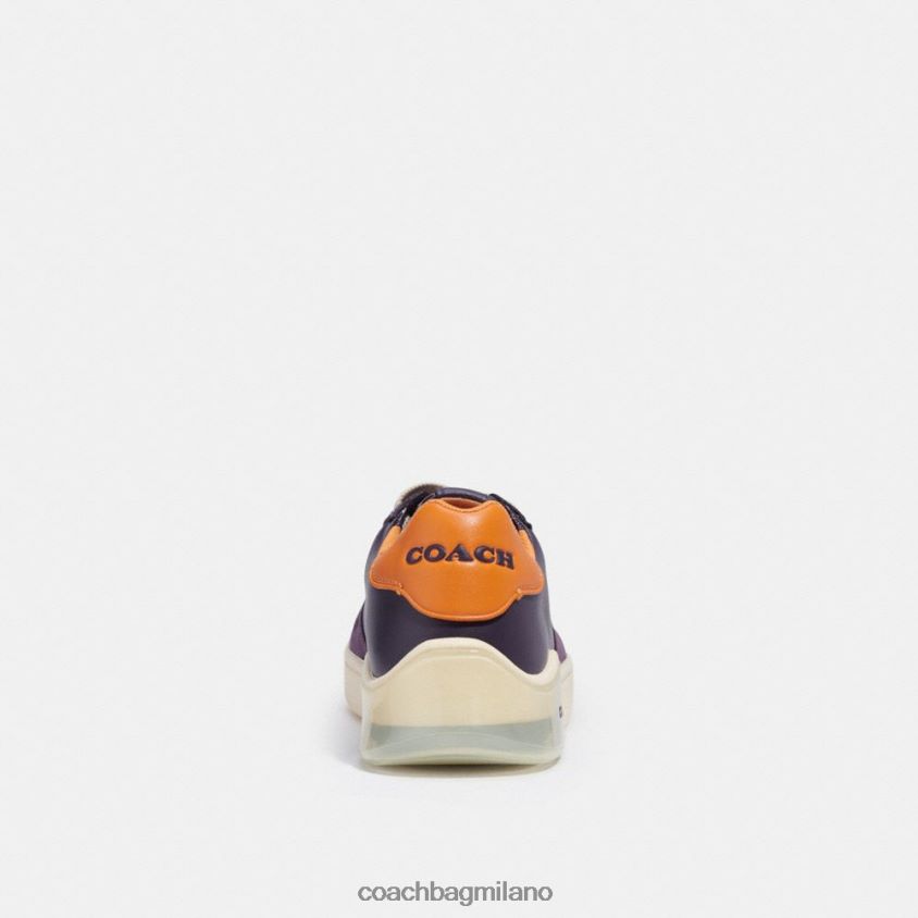 Coach uomini sneaker court con suola cittadina viola profondo FPN0Z8749