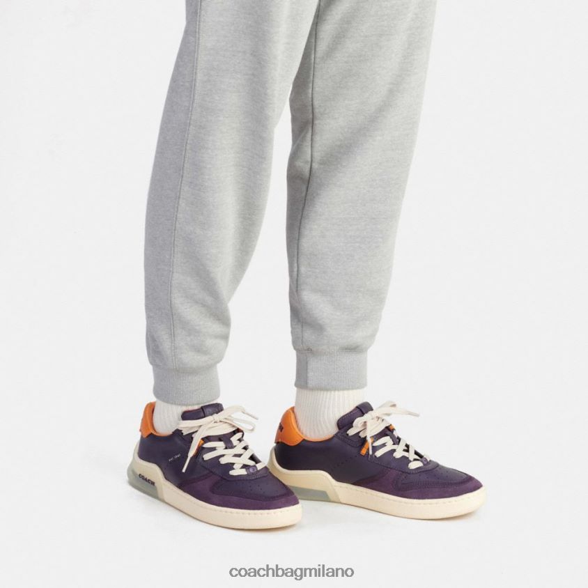 Coach uomini sneaker court con suola cittadina viola profondo FPN0Z8749