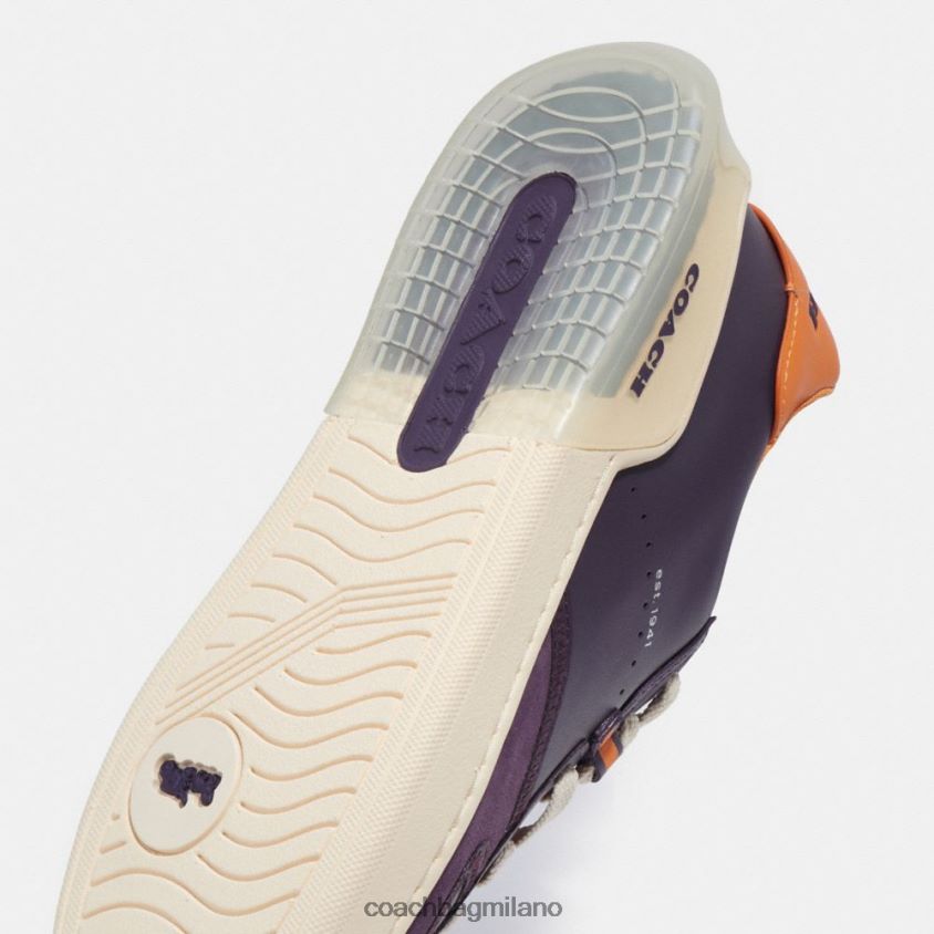 Coach uomini sneaker court con suola cittadina viola profondo FPN0Z8749