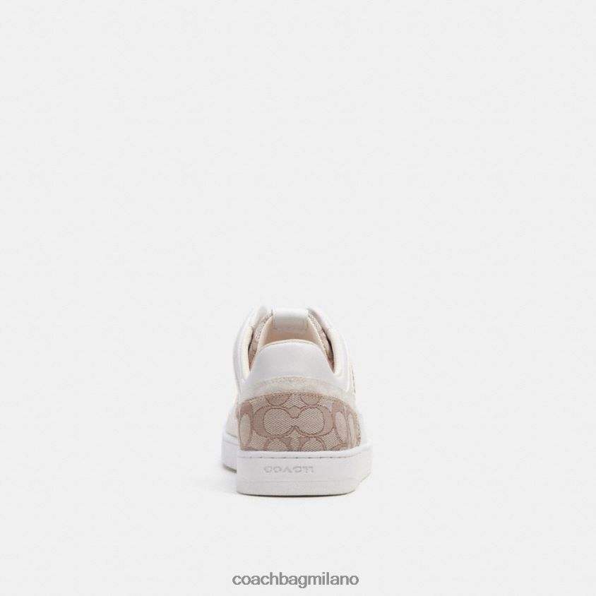 Coach uomini sneaker c201 in caratteristico jacquard gesso/pietra FPN0Z8744