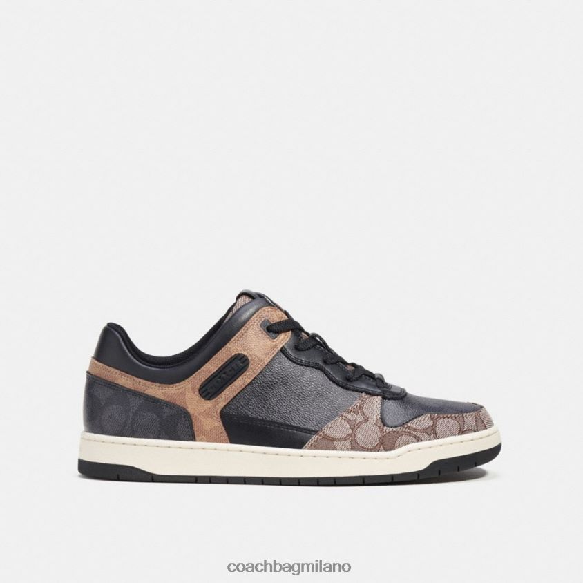 Coach uomini sneaker c201 in tela esclusiva nero/acero FPN0Z8742