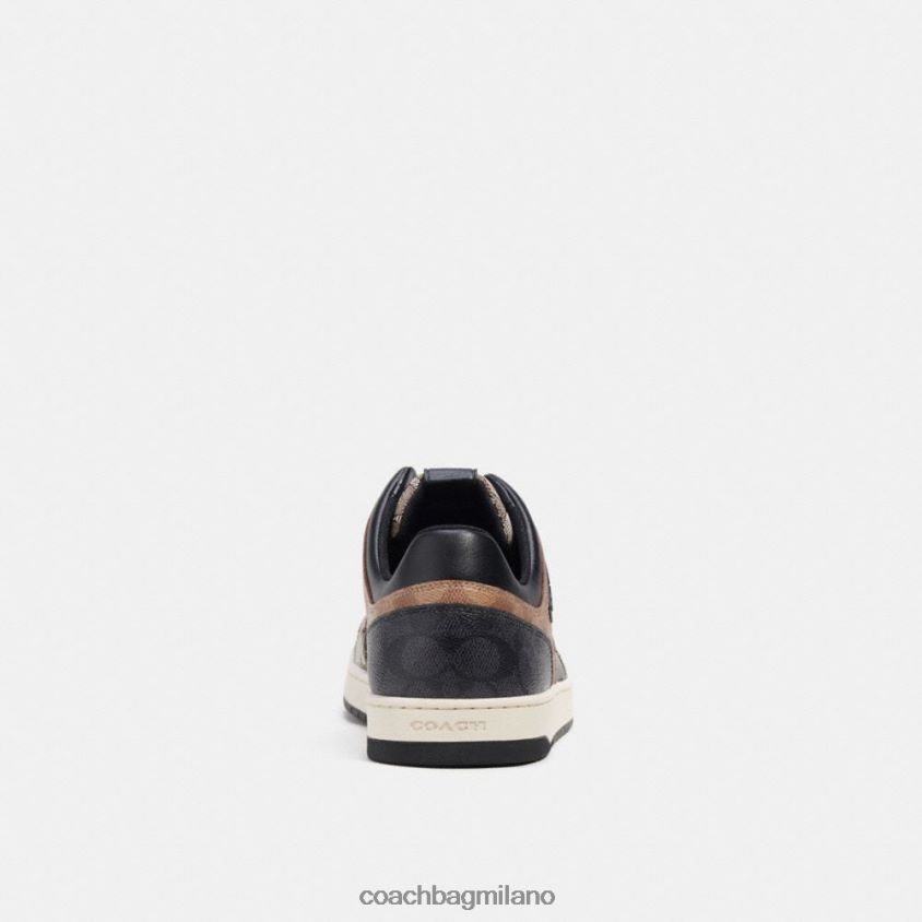 Coach uomini sneaker c201 in tela esclusiva nero/acero FPN0Z8742