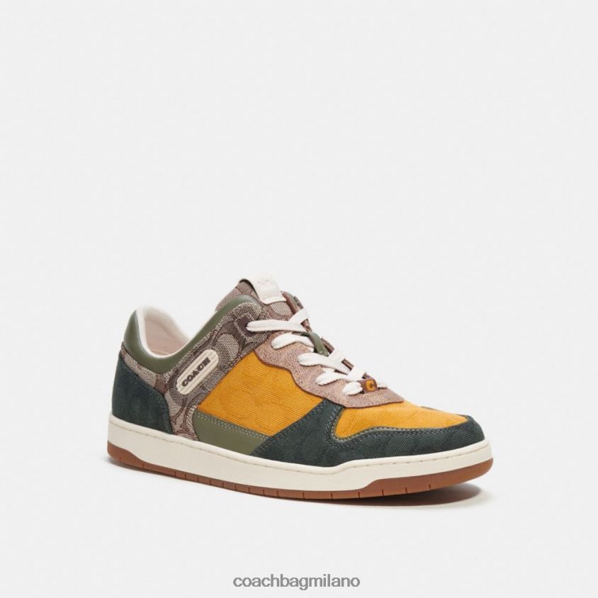 Coach uomini sneaker c201 in tessuto esclusivo misto rovere/ranuncolo/verde amazzone FPN0Z8746