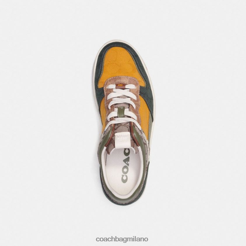 Coach uomini sneaker c201 in tessuto esclusivo misto rovere/ranuncolo/verde amazzone FPN0Z8746