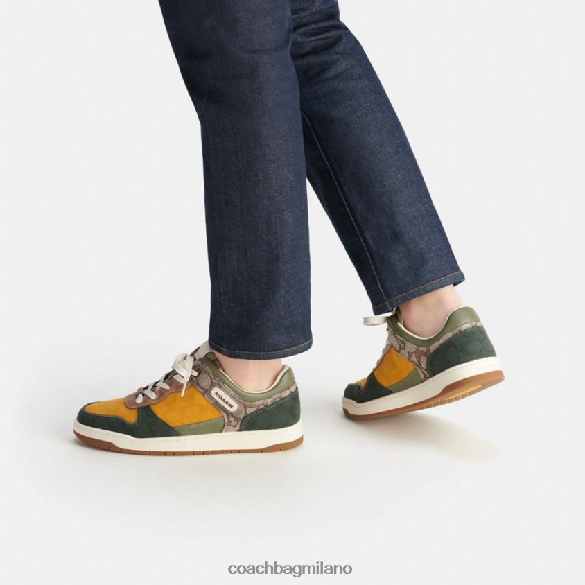 Coach uomini sneaker c201 in tessuto esclusivo misto rovere/ranuncolo/verde amazzone FPN0Z8746