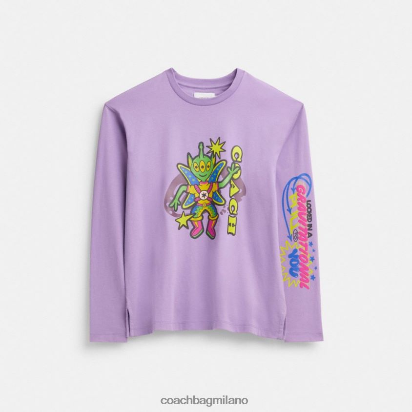 Coach uomini T-shirt a maniche lunghe del Cosmic Coach viola multiplo FPN0Z8770