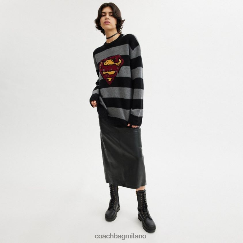 Coach uomini allenatore | Maglione oversize di DC Superman nero/grigio FPN0Z8775