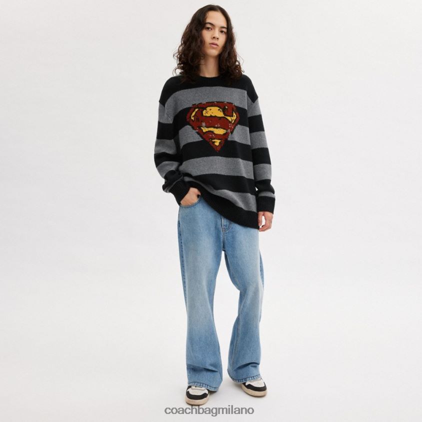 Coach uomini allenatore | Maglione oversize di DC Superman nero/grigio FPN0Z8775