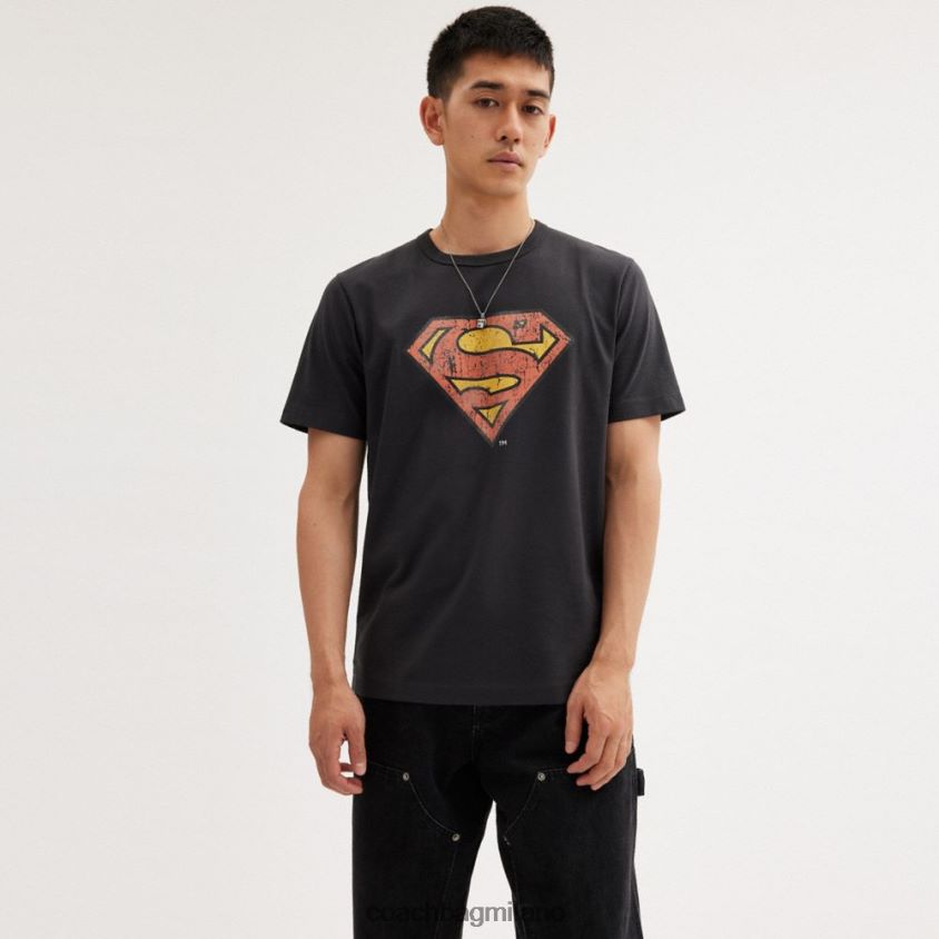 Coach uomini allenatore | maglietta di Superman della DC nero lavato FPN0Z8774