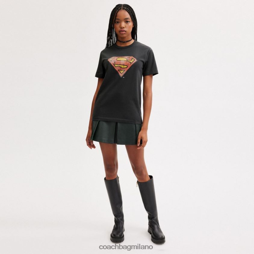 Coach uomini allenatore | maglietta di Superman della DC nero lavato FPN0Z8774