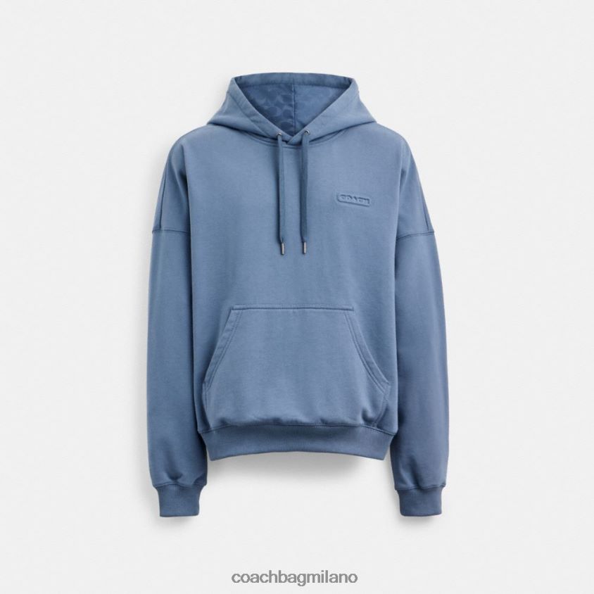 Coach uomini felpa con cappuccio firmato blu. FPN0Z8777