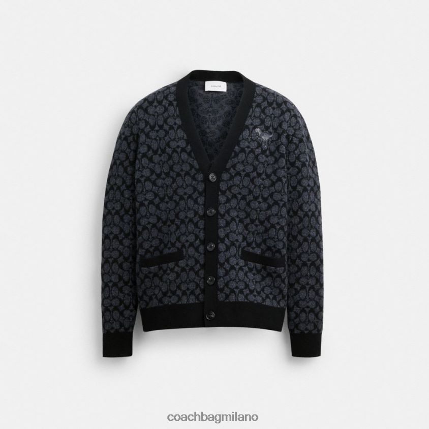 Coach uomini maglione cardigan rexy firma nera FPN0Z8765