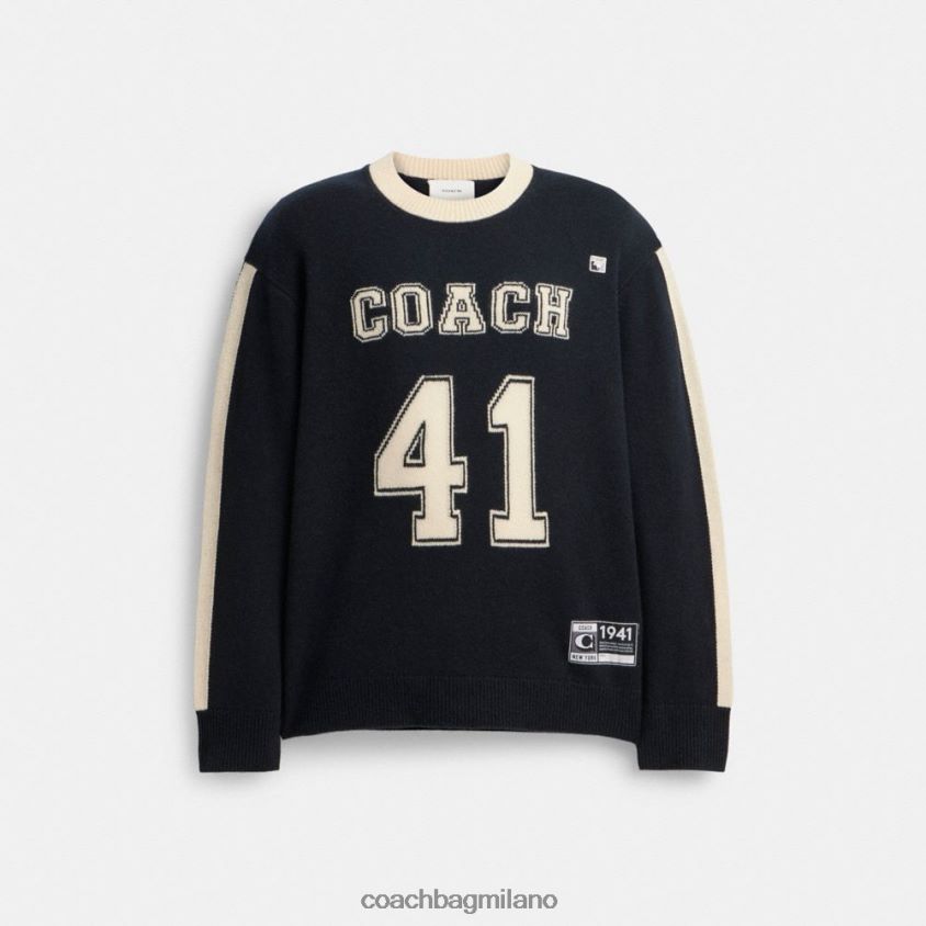 Coach uomini maglione in cashmere universitario nero multiplo. FPN0Z8781