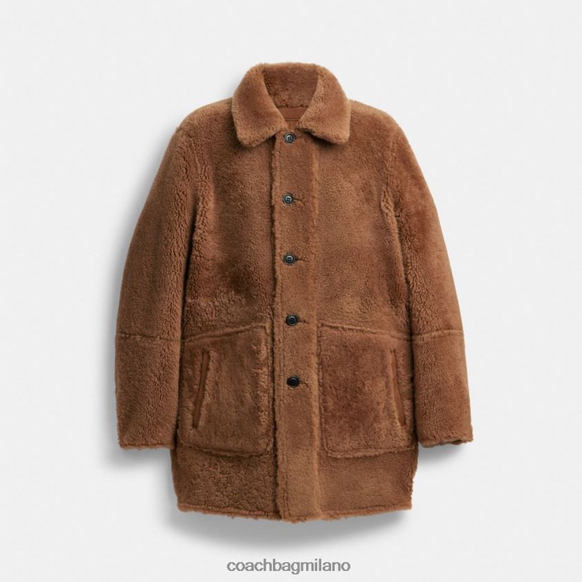Coach uomini Cappotto in shearling reversibile biscotto FPN0Z8757