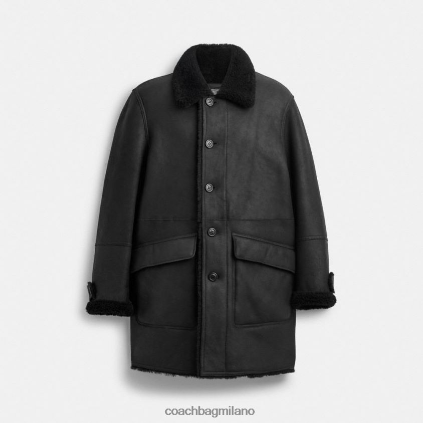 Coach uomini Cappotto in shearling reversibile nero FPN0Z8758