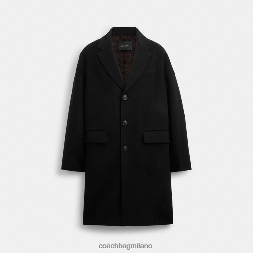 Coach uomini cappotto double face nero FPN0Z8750