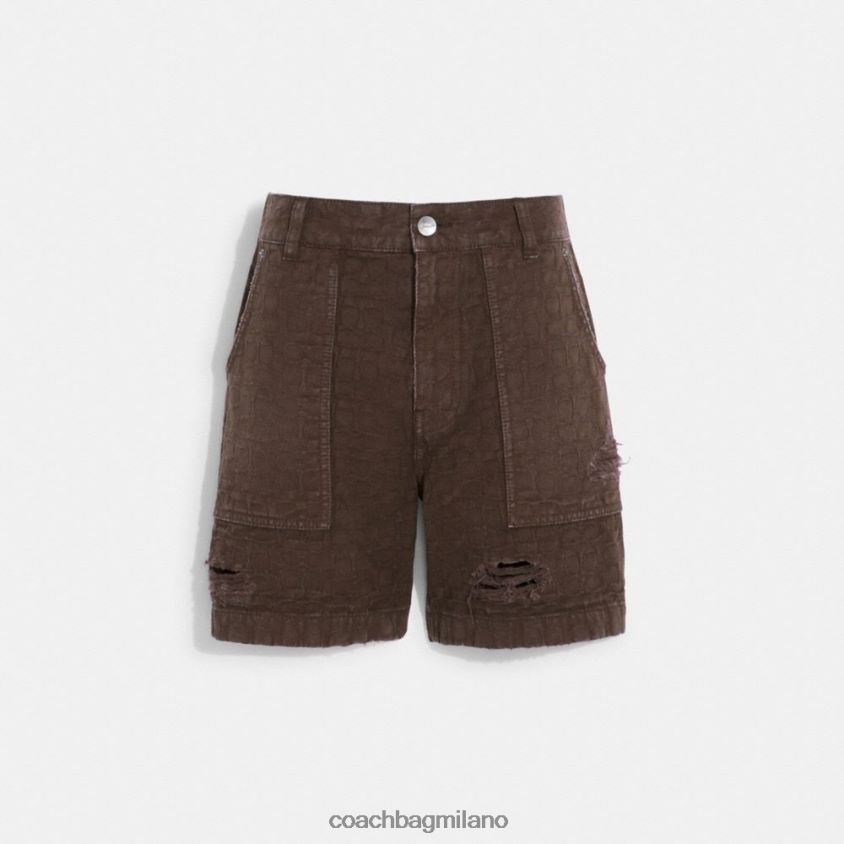 Coach uomini pantaloncini di jeans invecchiati marrone FPN0Z8789